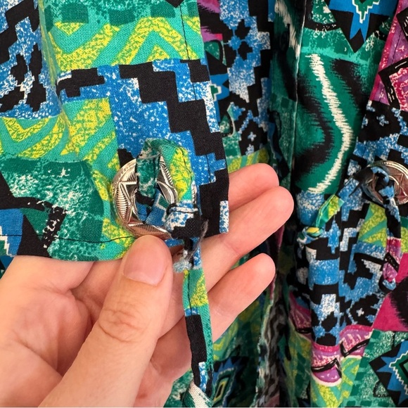 Vintage Frontier Series Aztec Western Button Front Shirt Size Large - Picture 5 of 7